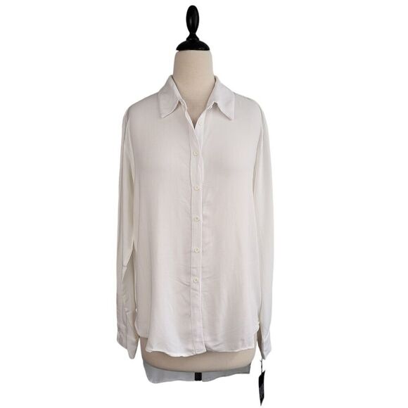 Michael Lauren REVOLVE Tomas Button Down Shirt w/Tails SZ M White Lagenlook NEW - Picture 3 of 15